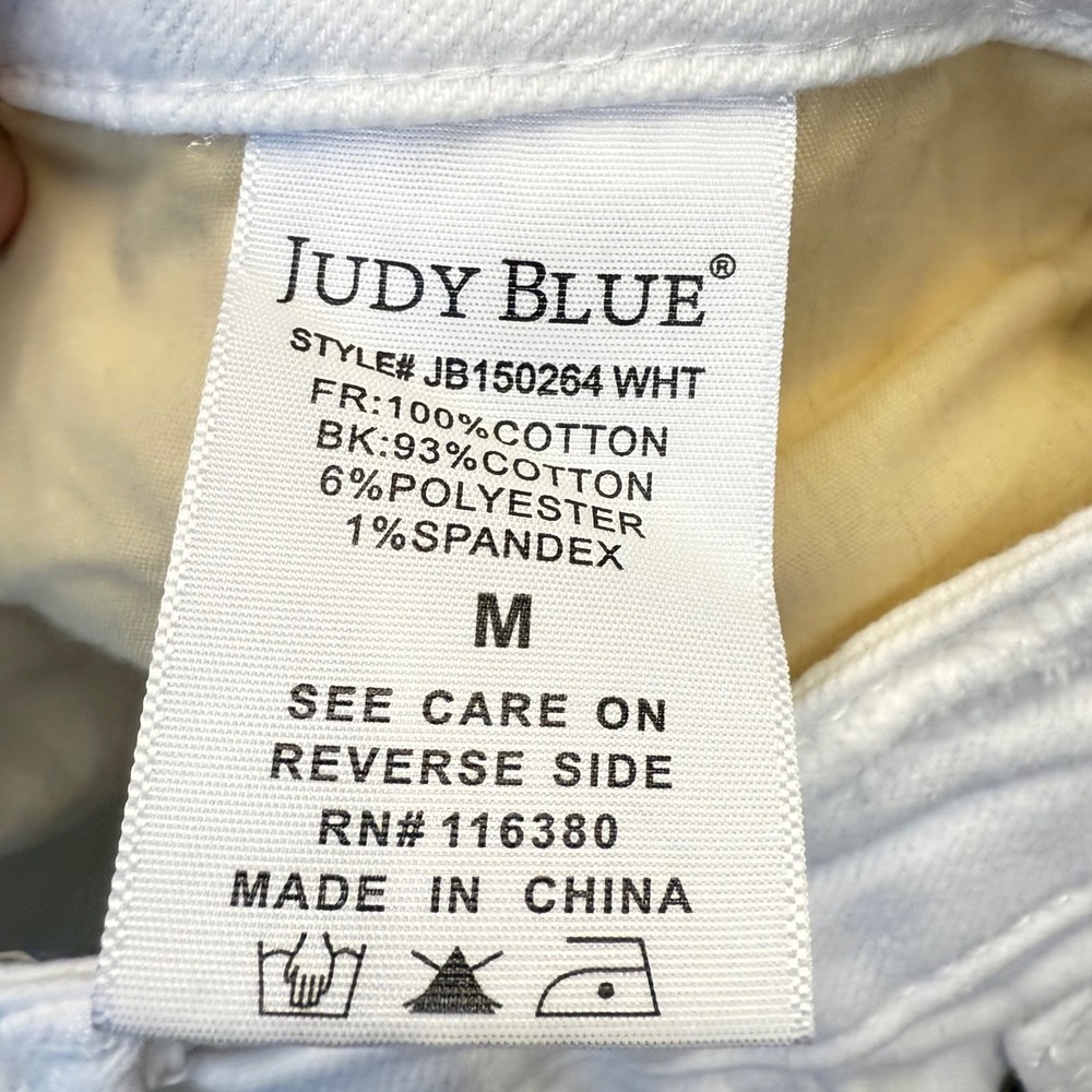Judy Blue High Rise White Medium women cut off denim shorts summer distressed - Picture 8 of 14